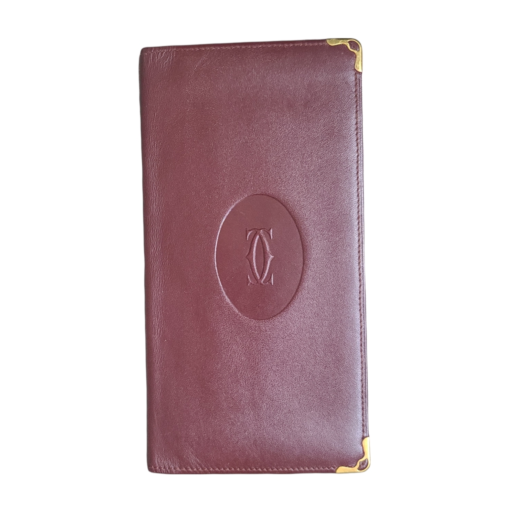 Cartier Vintage Burgundy Bifold Leather Wallet